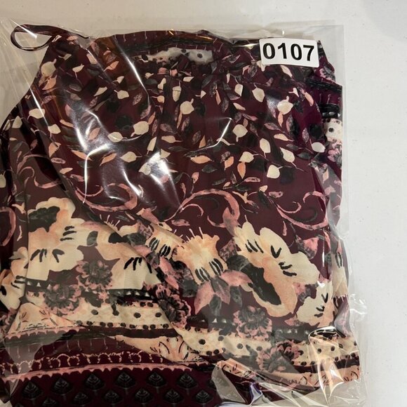 Maison Tara Womens 14 Boho Maxi Floral Geometric Halter Burgundy Dress Fairycore - Picture 12 of 12